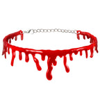Halloween Dripping Blood Necklace Horror Vampire  Bloody Choker For Halloween Decoration Cosplay Costume Party Accessories