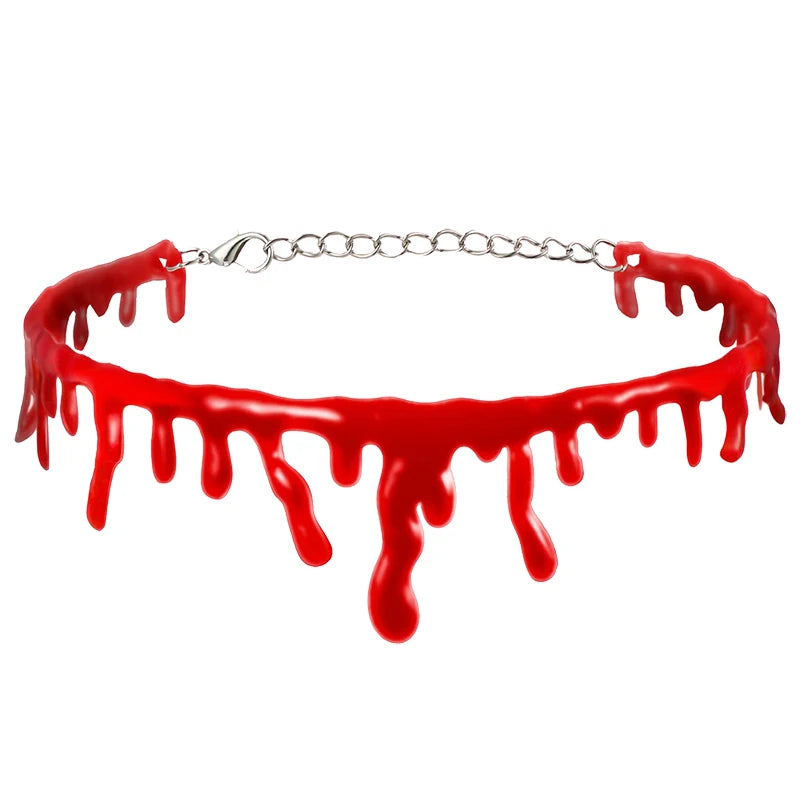 Halloween Dripping Blood Necklace Horror Vampire  Bloody Choker For Halloween Decoration Cosplay Costume Party Accessories
