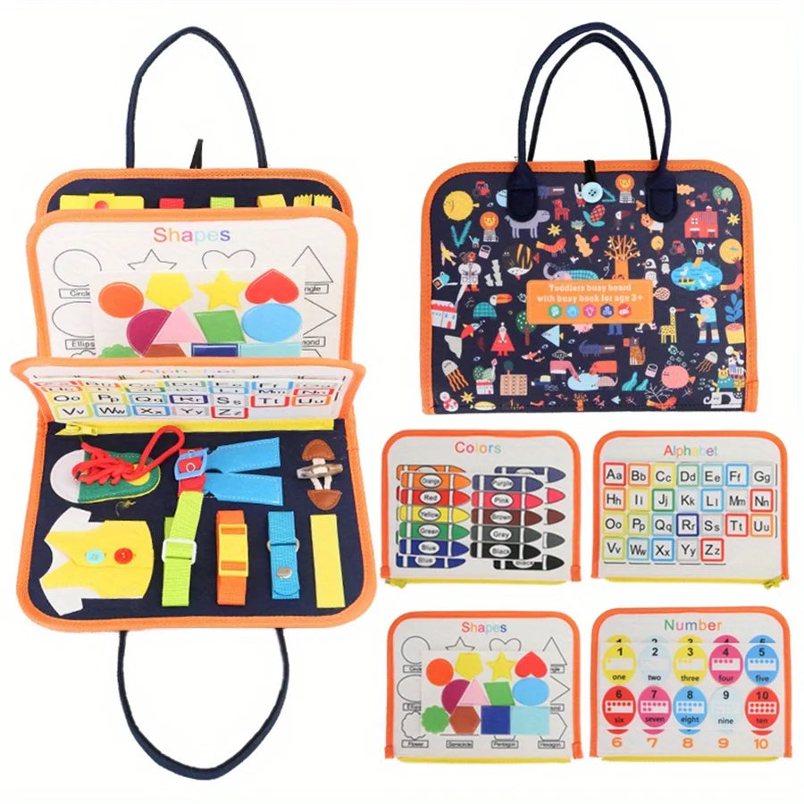 Montessori Busy Board Sensory Learning Toy for Preschool Kids