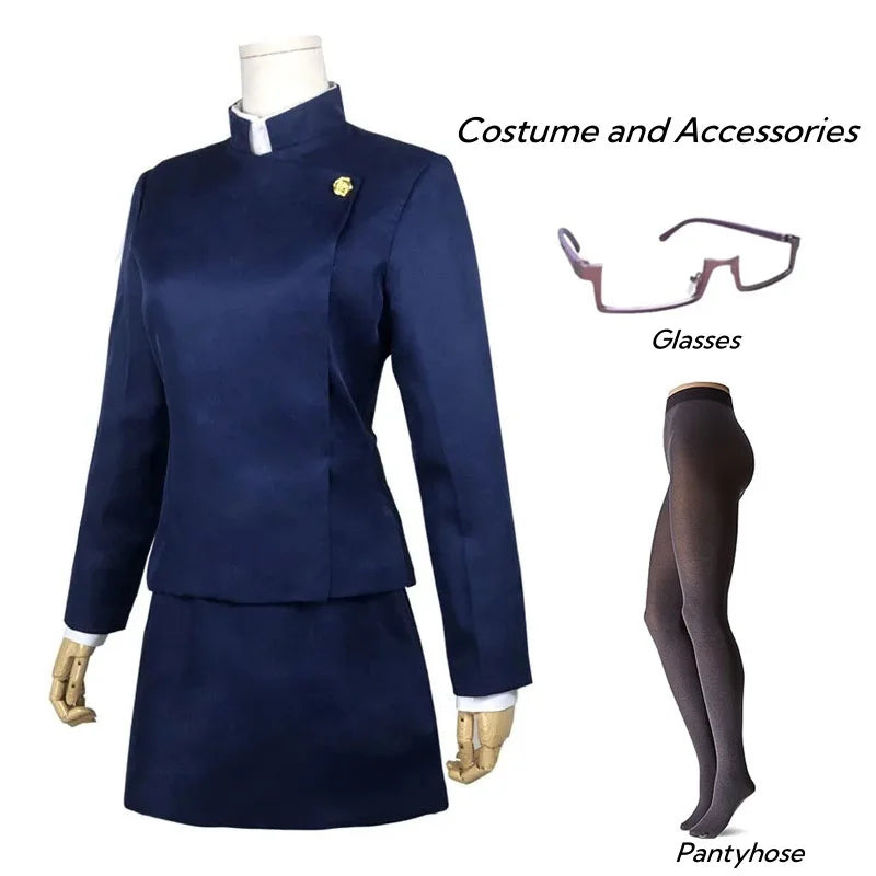 Maki Zenin Cosplay Costume – Anime Uniform Full Set with Wig & Glasses