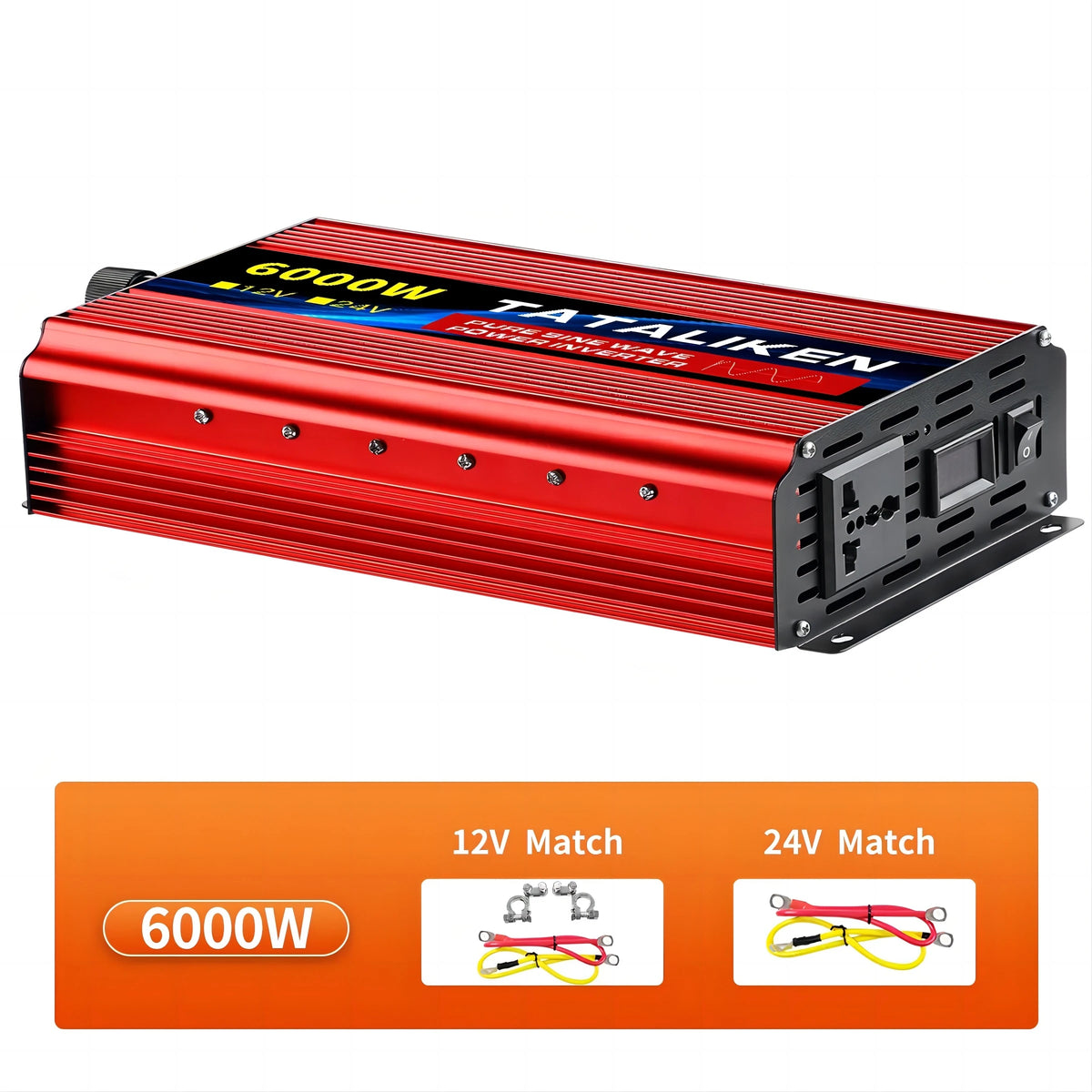3000W DC 12V to AC 220V 50hz Pure Sine Wave Inverter Power Inverter Charger  Adapter Universal Socket