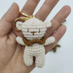 Cute Bear Couple Crochet Keychain Set Mini Animal Doll Charm
