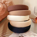 Solid Color Sponge Wide Headband for Women