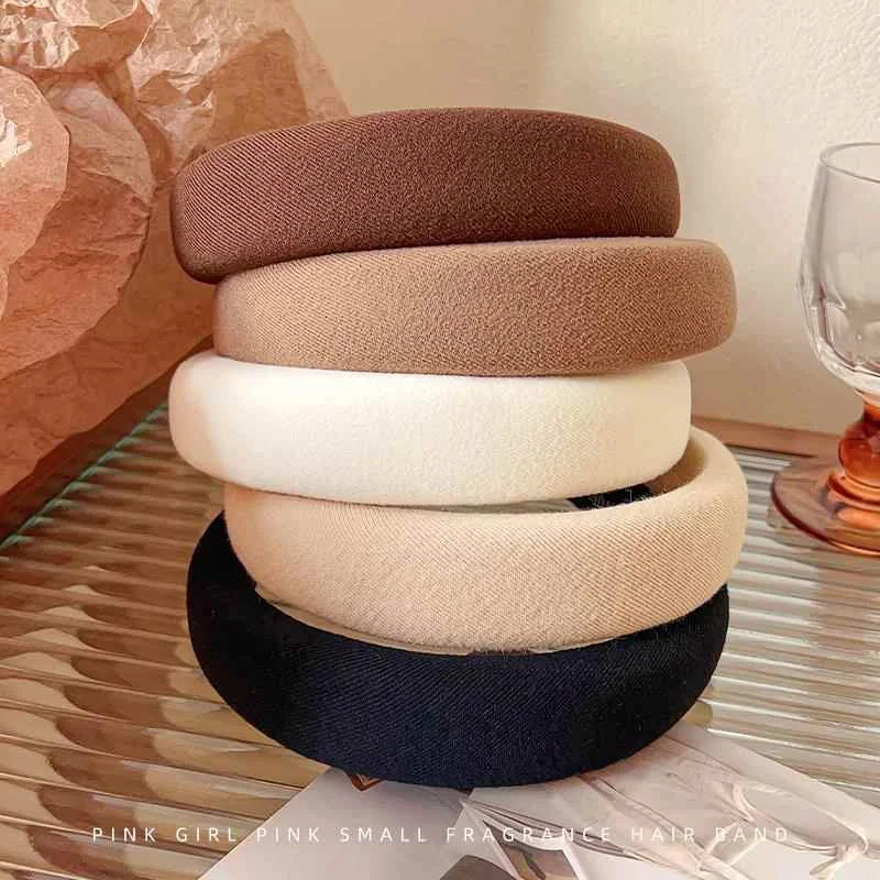 Solid Color Sponge Wide Headband for Women