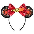 Disney Pixar Cars Kawaii Ear Headbands for Adults Lightning McQueen Hairband Cars on The Road Headwear Girl Bow Hair Accessories