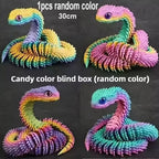 3D Printed Snake Movable Joint Toy Doll Simulation Snake Model Office Desktop Decoration Handicraft Toy for Children Gift 30cm