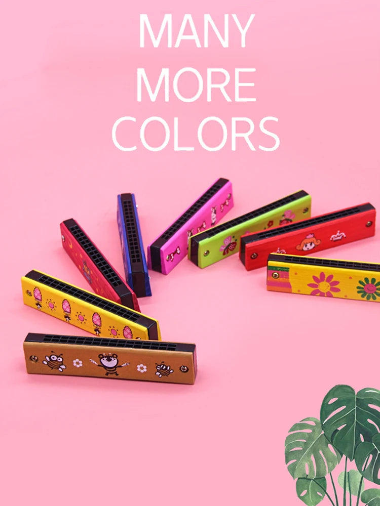 Wooden Harmonica Musical Instrument Toy for Early Learning Kids