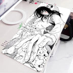 Black and White Anime Girl Table Mat Large Mouse Pad Office Keyboard Edge Locking Desk Mat Gaming Accessories Non-slip Mousepad