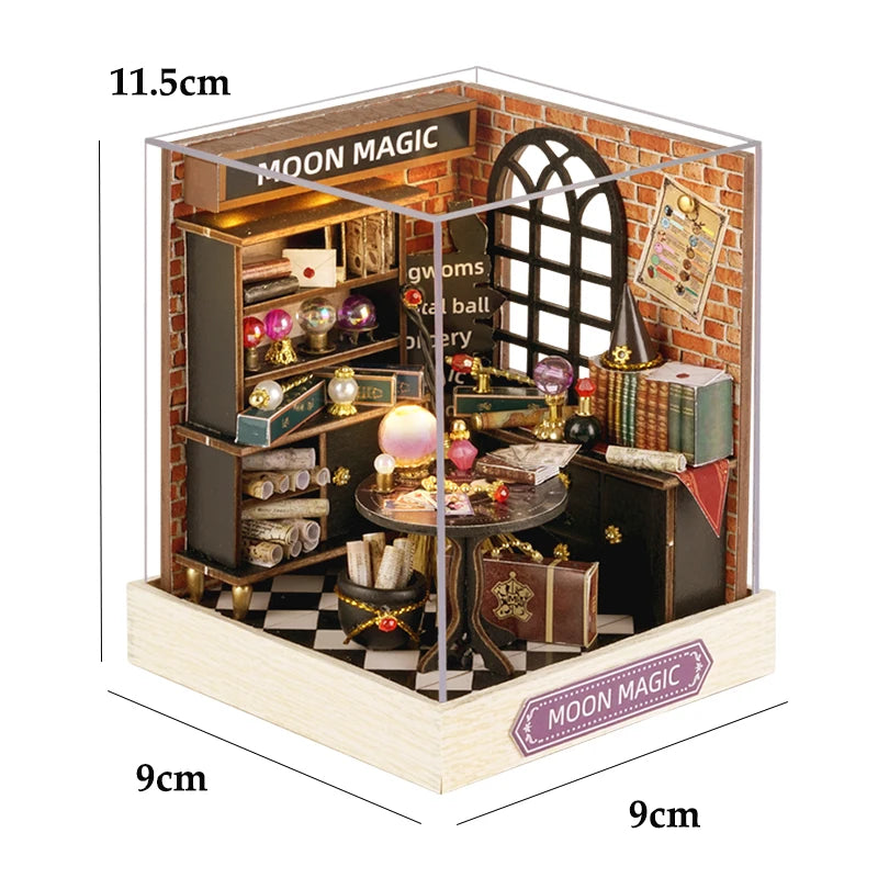 Kitten Mini Doll House 3D Wooden Puzzle DIY Miniature Building Kit
