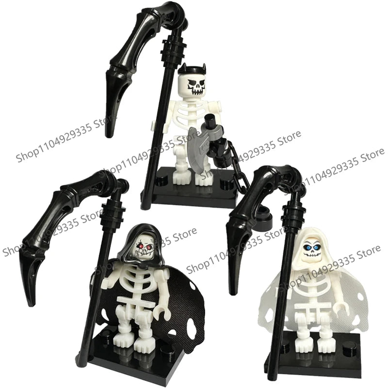 Halloween Scene Building Blocks Skeletons Ghosts Army King Assembled Charactesrs Figures DIY Accessories Bricks Toys Kids Gifts