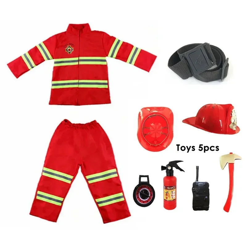 Kids Fireman Cosplay Costume Uniform – Role Play Outfit