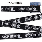 Halloween Decoration Caution Tape Window Prop Skull Zombie Warning Tape Signs Halloween Props Party Favors Haunted House Décor