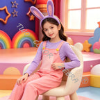 The Amazing Digital Circus Rabbit Jax Cosplay Costumes Masks Rabbit Ear Hairband Pink Overalls Purple Long Sleeve Shirt for Kids