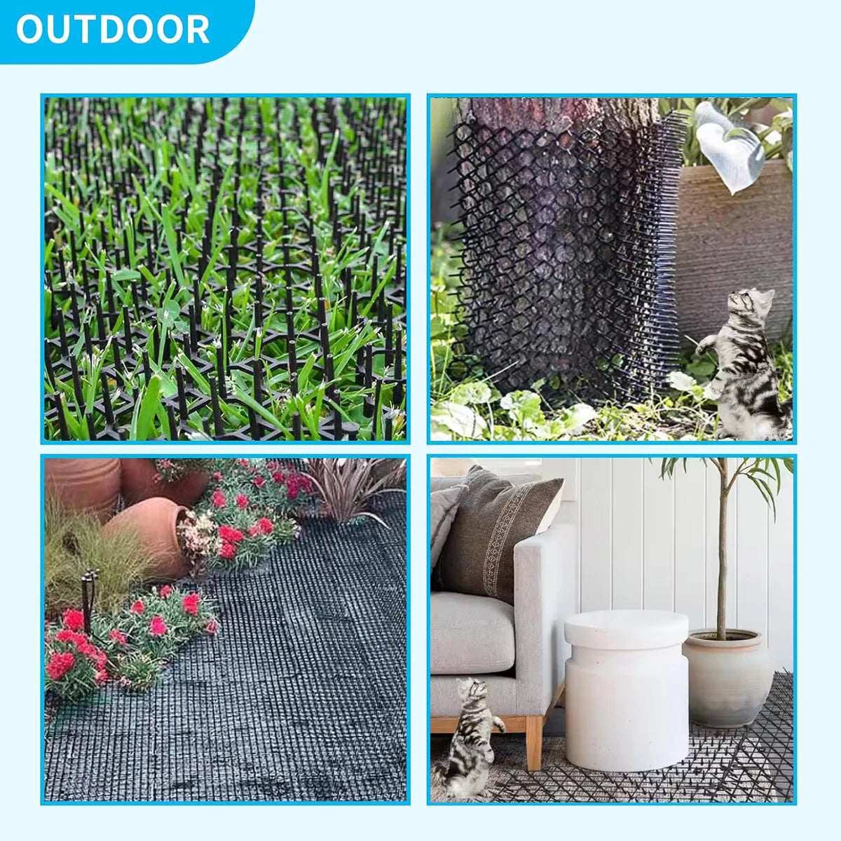 Indoor and Outdoor Cat Mat Protection Anti-cats Dog Animal Pest Control Garden Anti-Cat Spike for Home Use Repellent Net