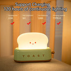 USB Rechargeable LED Bread Toast Night Light Table Lamp Bedside Portable for Bedroom Kids Room Baby Gift Holiday Decor Birthday