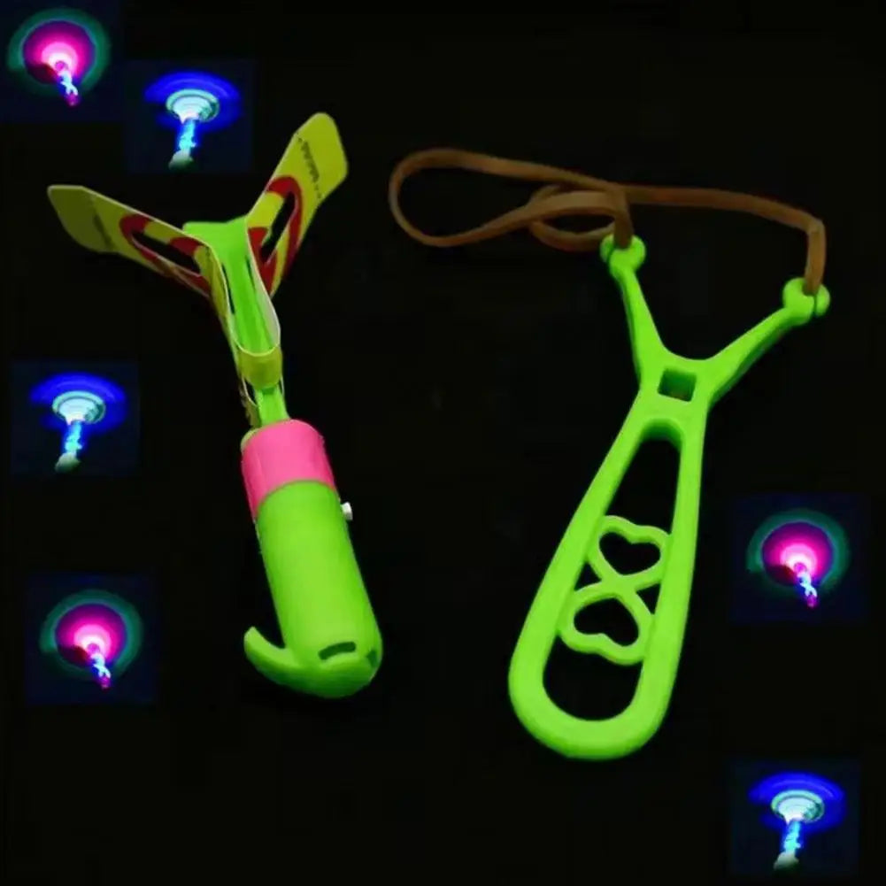 5/10/20Pcs Slingshots Rocket Launcher Rocket Slingshot Flying Toys with LED Lights Flying Toys Luminous Slingshot Toys for Kids