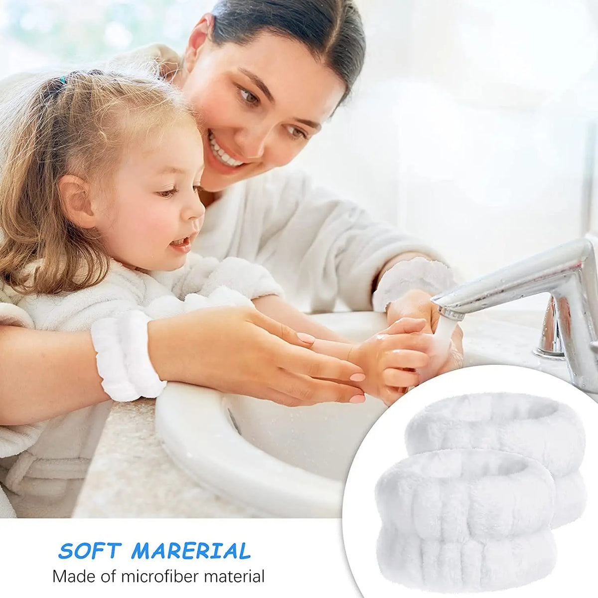 Coral Fleece Face Wash Headband & Absorbent Wristband Set