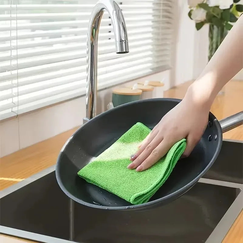 3/10pcs Microfiber Cleaning Cloth, Dishwashing Cloth Household Rag Kitchen Bathroom Cleaning Towel Durable Absorbent Towel
