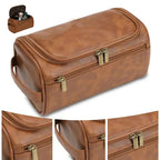 Leather Hanging Travel Toiletry Bag for Men & Women