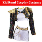 Kid Girls  Cosplay Kids Black Gloden Costume Chid Disguise Performance Roleplay Uniform Halloween