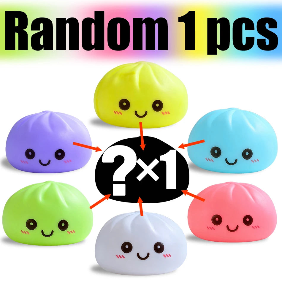 Simulation Dumplin Toy Night Light Soft Dumplings Soft Cute Steamer Birthday Gift Prank Props Colorful Dumping Toy Squishy Gifts