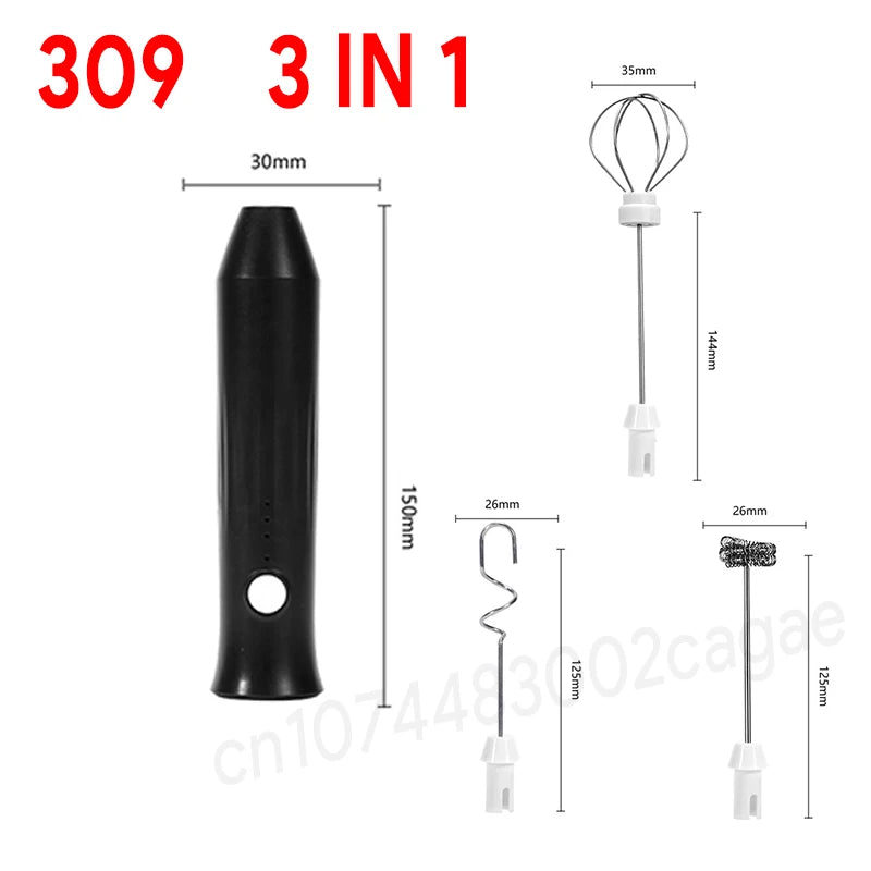 Wireless Electric Milk Frother Type-C Rechargeable Handheld Coffee Whisk Mixer