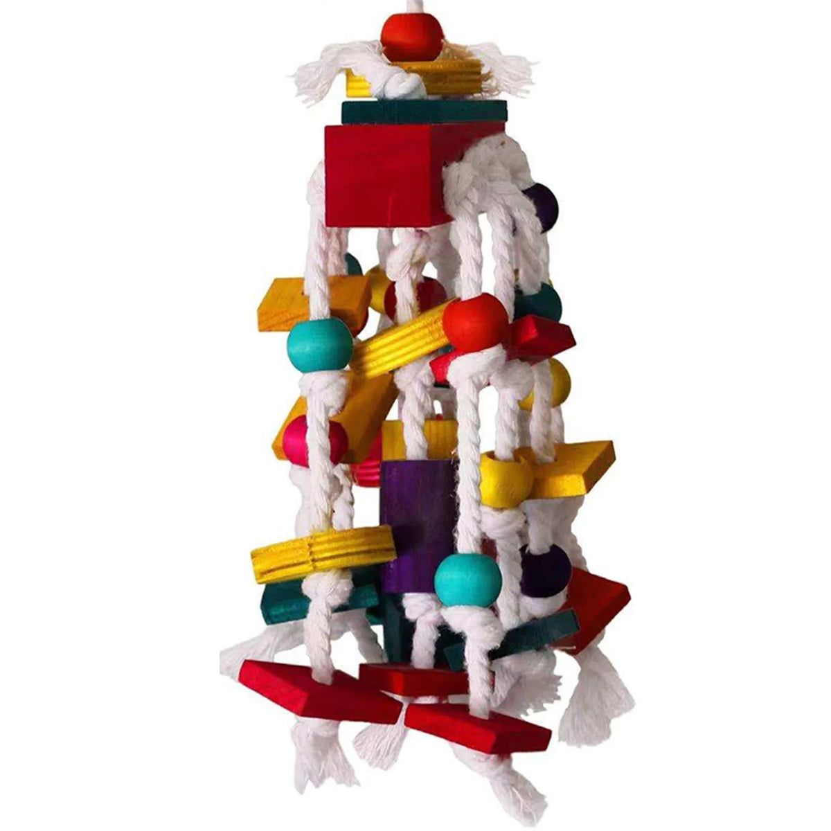 Natural Wood Rope Bird Climbing Toy for Parrots and Small Birds