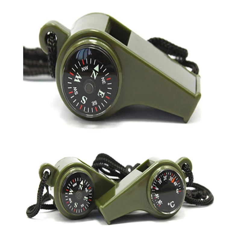 3-in-1 Survival Whistle with Compass & Thermometer