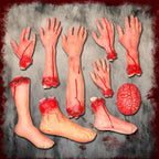 Halloween Fake Bloody Body Parts Realistic Severed Hands Legs Arms Props for Haunted House Scary Prank Party Decorations