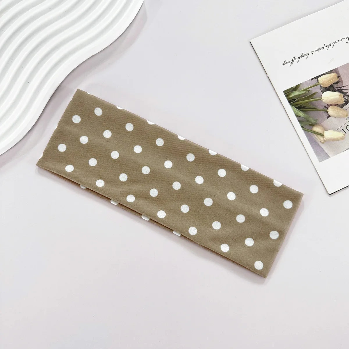 Polka Dot Yoga Elastic Sweat-Absorbing Headband for Women