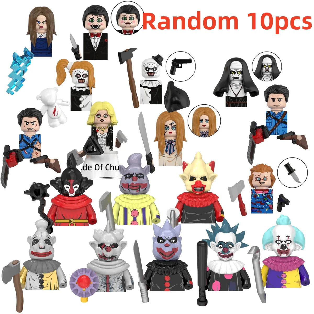 Blind box TP1040 WM6205 KF6173 KF6175 Killer Klowns Mini Figure Classic Horror Thriller Movie Building Block Model Doll Toy Gift
