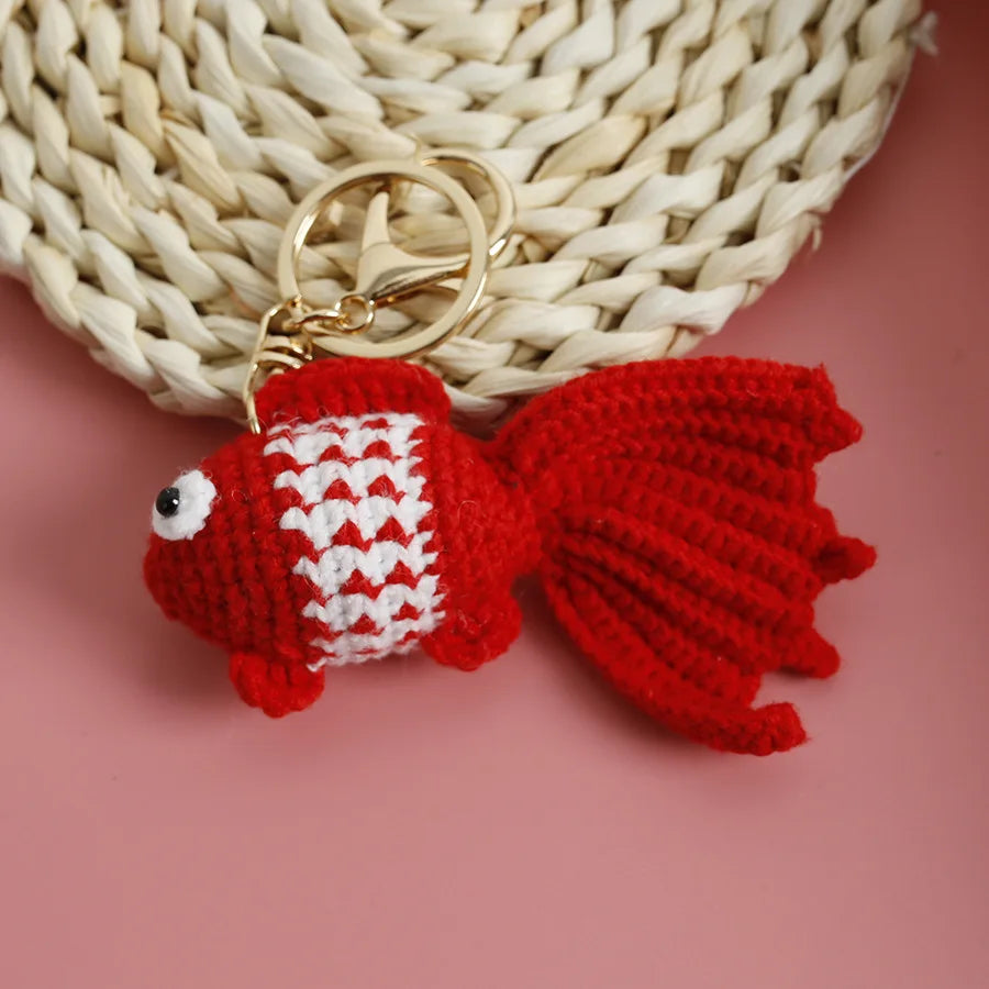 Funny Shrimp Crochet Keychain Cute Ocean Bag Charm