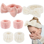Coral Fleece Face Wash Headband & Absorbent Wristband Set