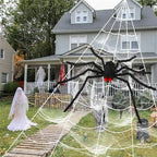 Giant Spider Huge Spider Web Halloween Decoration Props Haunted Indoor Outdoor Spooky Plush Large Araneid Prank Trick Supplies