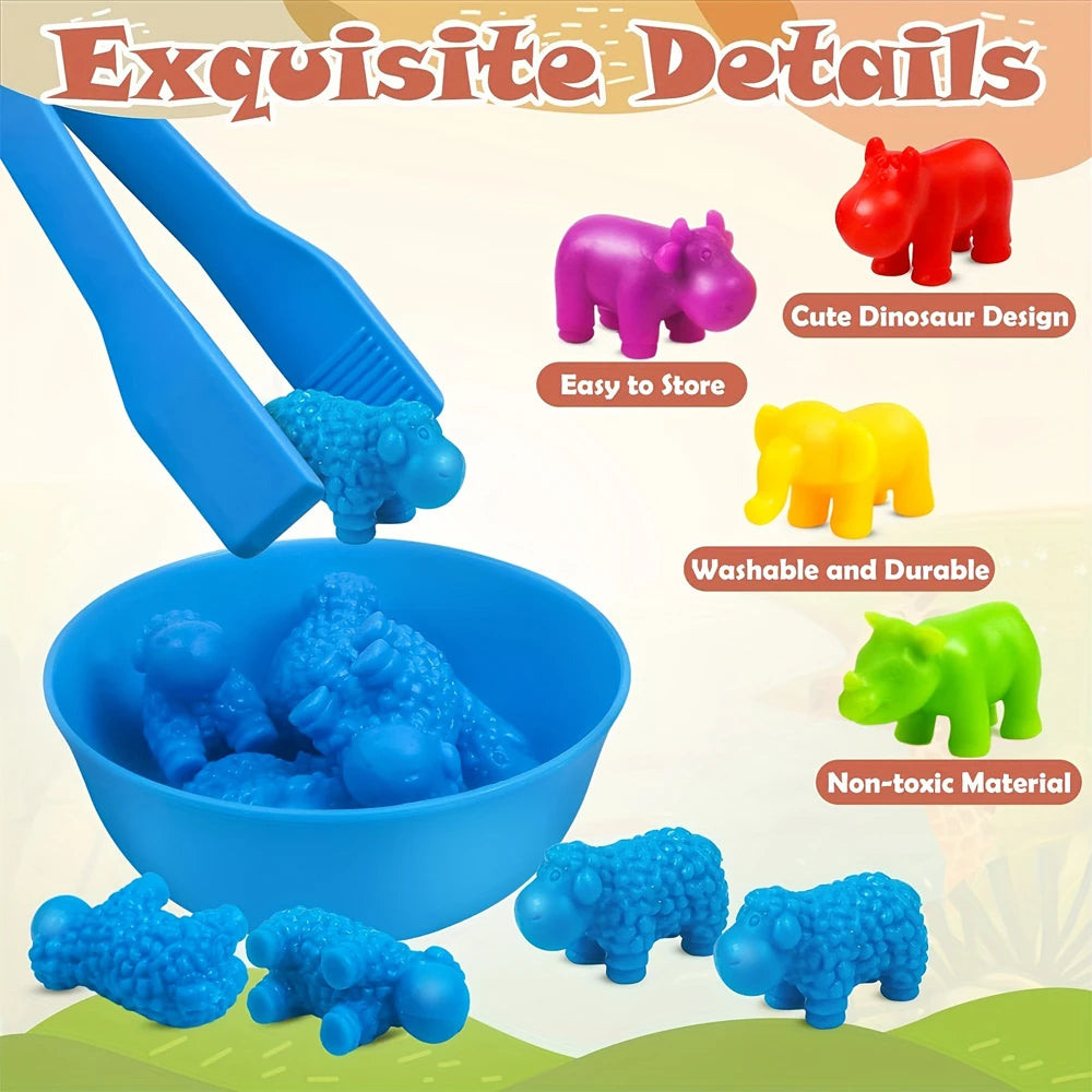 Counting Animal Sorting Game with Color Bowls for Preschool Kids
