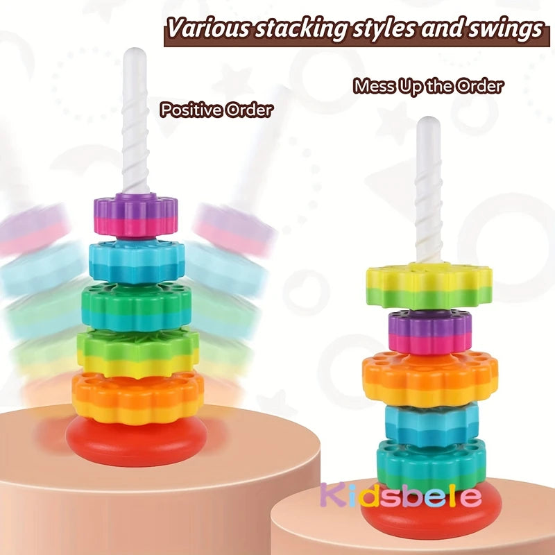 Rainbow Spinning Stacking Ring Toy