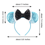 2026 Trip Mouse Ears Headband for Girls Women Sequin Castle 5"Bow Hairband Festival Party Cosplay DIY Hair Accessories