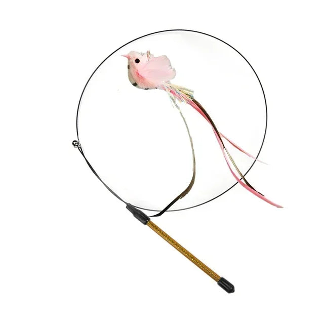 Peacock Bird Cat Teaser Wand for Interactive Hunting and Play