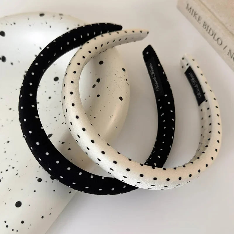 Retro Satin Polka Dot Sponge Headband for Women