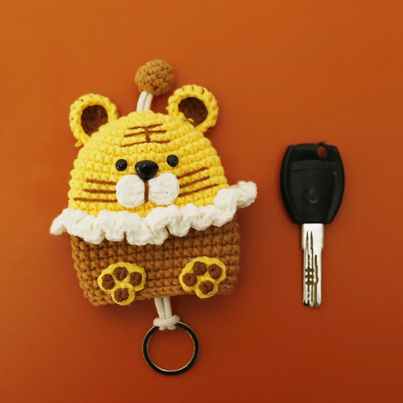 Cartoon Dog Key Case Handwoven Key Organizer Pouch