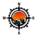 Compass Mountains Forest Sunset Vinyl Decal, Decorative Sticker for Car Motorcycle SUV Truck Window Bumper