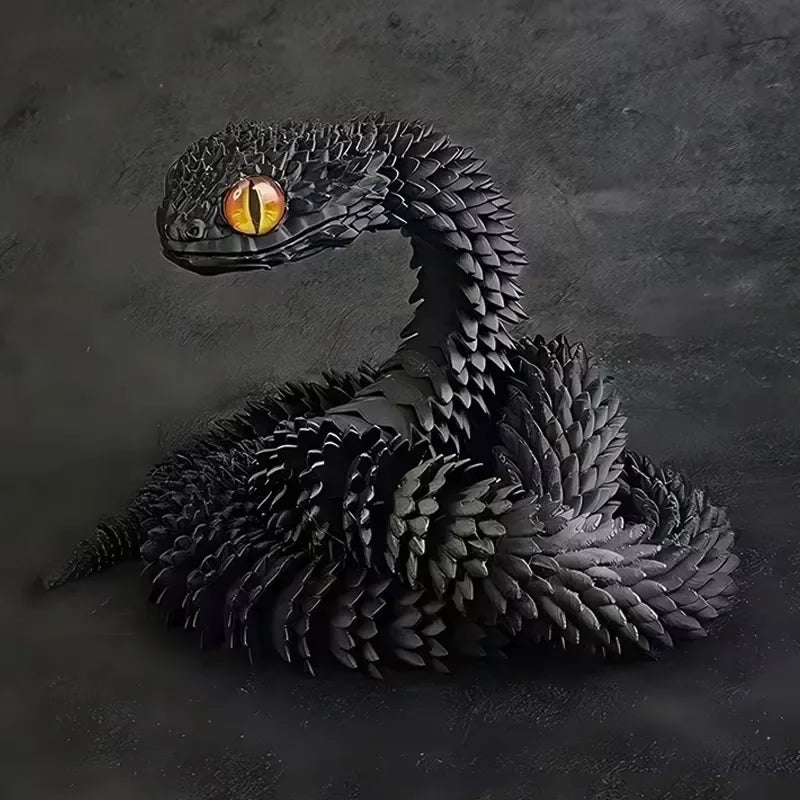 3D Printed Snake Movable Joint Toy Doll Simulation Snake Model Office Desktop Decoration Handicraft Toy for Children Gift 30cm