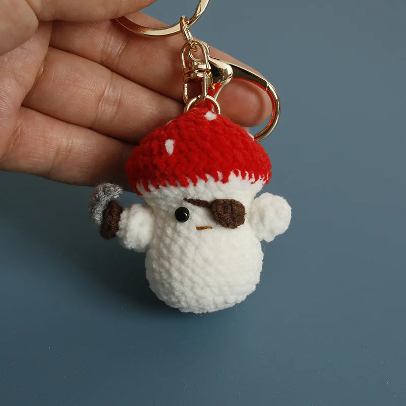 Cute Mushroom Rabbit Crochet Keychain Bunny Bag Charm