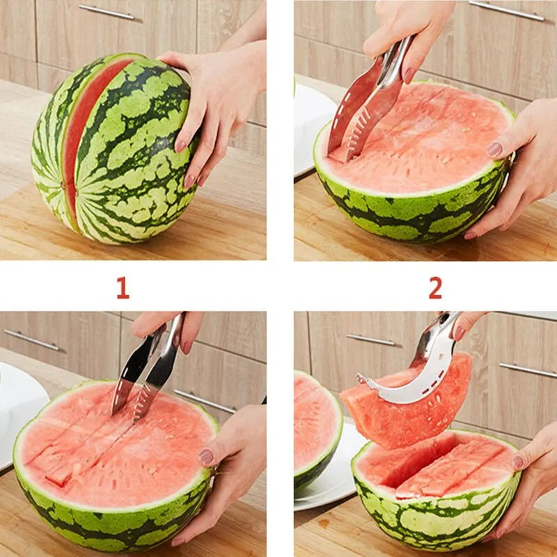 Stainless Steel Watermelon Slicer Knife with Fruit Corer and Server