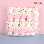 10Pcs Hot 12cm Bear Flower Bouquet Toy Cartoon Doll Teddy Bear Bouquet Graduation Birthday Wedding Gifts Party Decor