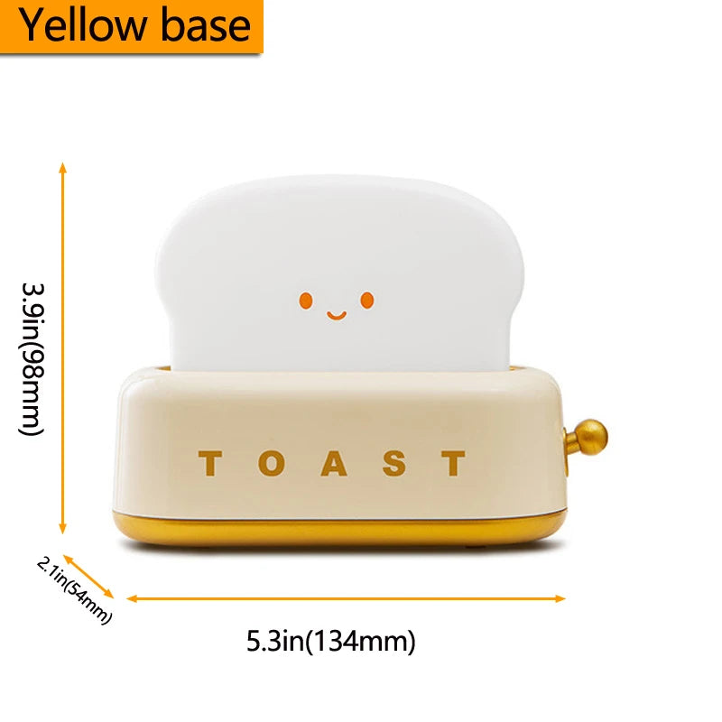 USB Rechargeable LED Bread Toast Night Light Table Lamp Bedside Portable for Bedroom Kids Room Baby Gift Holiday Decor Birthday