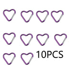 10PCS Heart Shaped Aluminum Carabiner Keychain Clips for Everyday Use
