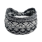 Boho Print Wide Knot Elastic Headband for Women
