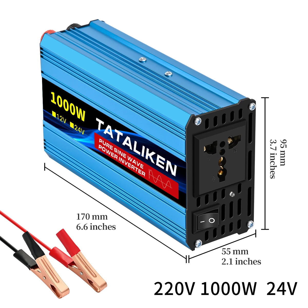 3000W DC 12V to AC 220V 50hz Pure Sine Wave Inverter Power Inverter Charger  Adapter Universal Socket