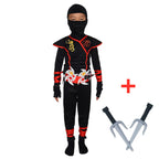 Red Ninja Costume Boy Halloween Japanese Samurai Costume Kid Ninja Jumpsuit with Ninja Foam Accessories Best Children Gift